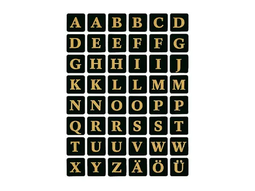 Etiket Herma 4130 13x13mm Letters A-Z Goud op Zwart