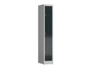 Lockerkast 1800x310x500mm 1x3 vakken cilinderslot, sokkel, RAL7016 - 1