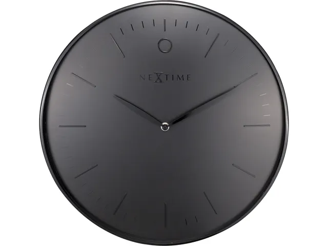 Wandklok NeXtime Glamour Ø40cm metaal zwart streepaanduiding