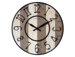 Grote wandklok - 50cm - Stil - Hout - Zwart Metaal - "Oxford" -NeXtime