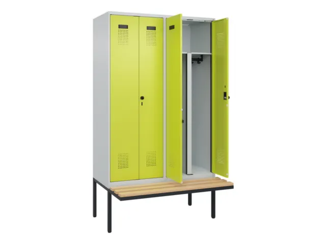 PBM-locker met bank,HxBxD 2120x1200x815mm,4vak,vak B 300mm