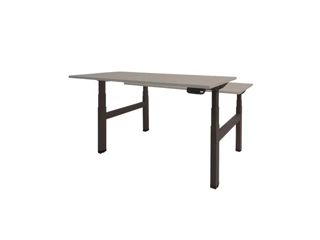 Elektrisch Duo Bureau Dextro Plus 200x80cm Frame Zwart Blad Grijs