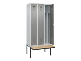 locker met bank,voor scheiding van kleding,HxBxD 2120x900x815mm,3vak - 1