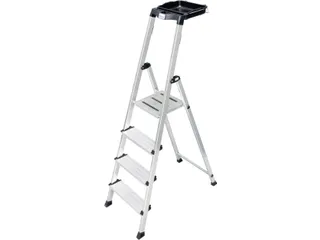 trapladder,eenzijdig,5treden,bordes m. antislip elementen,balk L 1,8m - 2