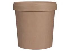 Soepbeker Karton met PP 300ml_ 12oz incl. deksel pak 25 Stuks