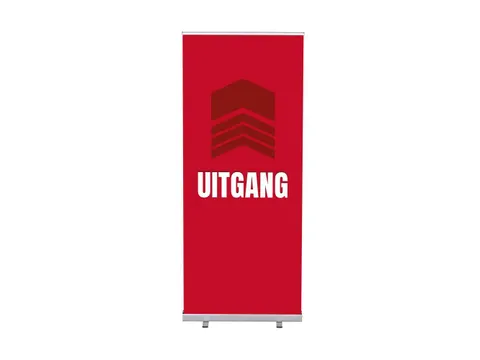 Roll-Banner 85x200 complete set met print "Uitgang" Rood