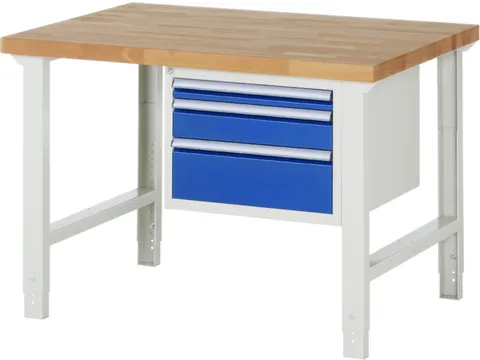 établi HxlxP 790-1140x1250x900mm plateau hêtre force 750kg 4 pieds