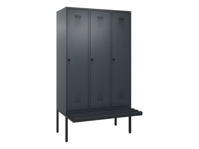 locker met bank,voor scheiding van kleding,HxBxD 2120x1200x815mm,3vak