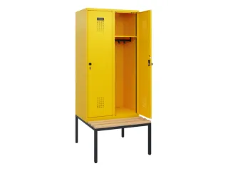 locker met bank,HxBxD 1950x800x815mm,2vak,vak B 400mm,draaigrendel - 1