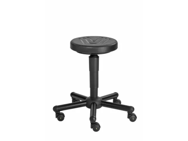 ESD-kruk zitting zwart 440-570mm gasveer frame staal RAL9005 wielen