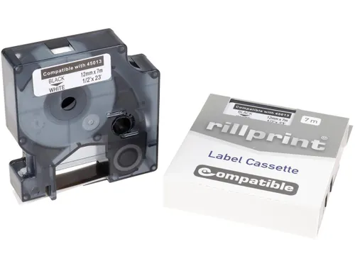 compatible D1 tape Dymo 45013 12 mm zwart op wit