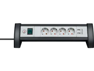 Stekkerdoos Brennenstuhl bureau Premium 4vdig incl 2 USB 1.8m wit/gs - 1