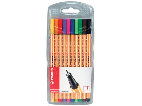 Fineliner STABILO point 88/10 fijn 0.4mm assorti etui à 10 stuks
