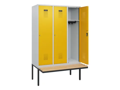 locker met bank,HxBxD 1950x1200x815mm,3vak,vak B 400mm,cilinderslot