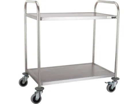 RVS serveerwagen,draagverm. 100kg,2etage(s),m. kunststof matten