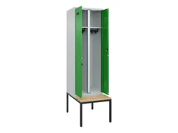 locker met bank,voor scheiding van kleding,HxBxD 2120x600x815mm,2vak