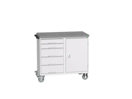 montagetafel 980x1050x600mm linoleumblad 5 laden kast front RAL7035