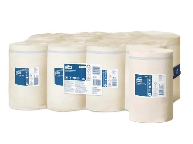 Poetsrol Tork M1 120123 1-laags 21.5x120m 11 rollen wit Pallet