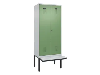 locker met bank,voor scheiding van kleding,HxBxD 2120x800x815mm,2vak - 2