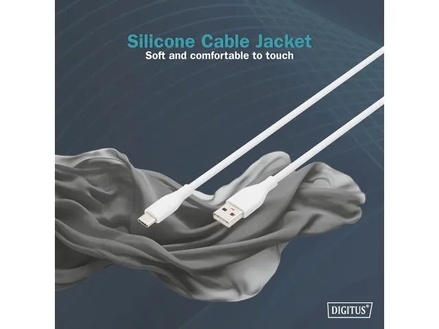 USB-C siliconen oplaadkabel USB-A USB-C 2m USB 2.0 60W wit