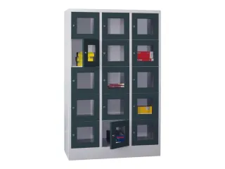 lockerkast,HxBxD 1850x1200x500mm,3x5vakken,RAL7035,front RAL7016 - 2