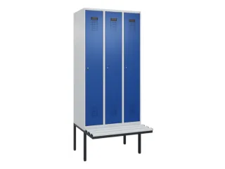 locker met bank,voor scheiding van kleding,HxBxD 2120x900x815mm,3vak - 2
