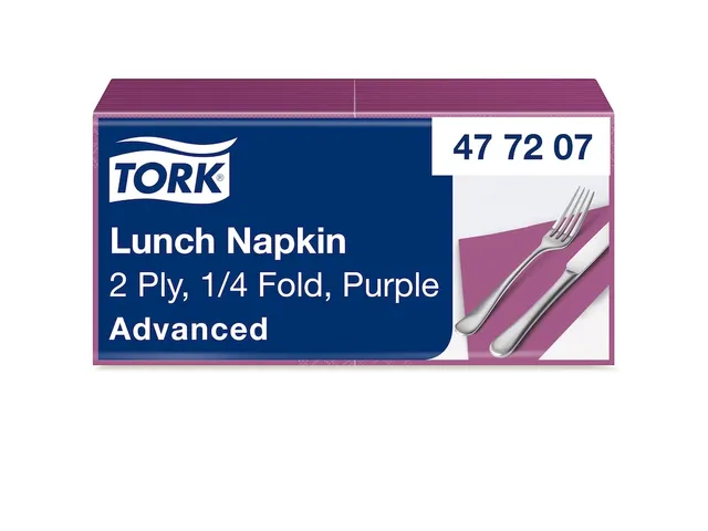 Tork 477207 Lunchservet 33x33cm 2-laags 1/4 vouw 10x200st Paars