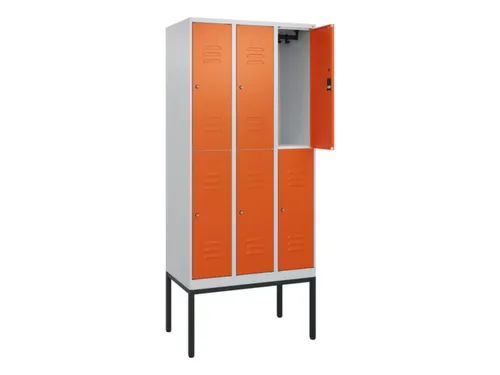 dubbeldekse locker,HxBxD 2120x900x500mm,3x2vak.,vak B 300mm,cil.-slot