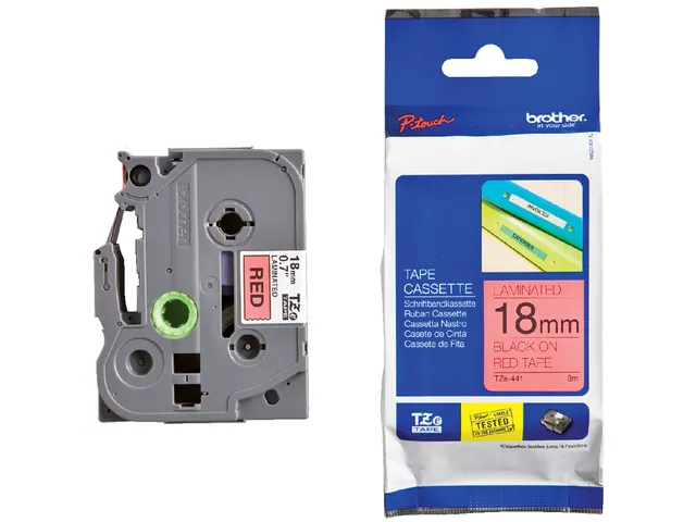 Labeltape Brother P-touch TZe-441 standaard 18mm zwart op rood