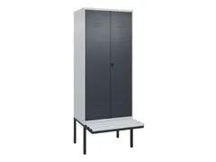 PBM-locker met bank,HxBxD 2120x800x815mm,2vak,vak B 400mm,draaigrendel