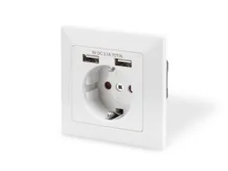 Veiligheidsstopcontact voor inbouwmontage met 2 USB-poorten