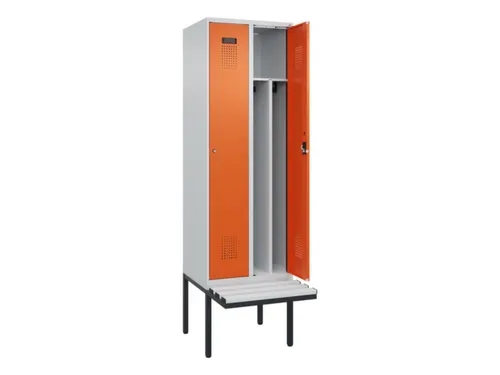 locker met bank,voor scheiding van kleding,HxBxD 2120x600x815mm,2vak
