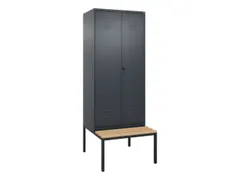 PBM-locker met bank,HxBxD 2120x800x815mm,2vak,vak B 400mm,draaigrendel