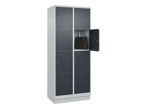 lockerkast,HxBxD 1950x800x500mm,2x4vakken,vak B 400mm,cil.-slot,sokkel