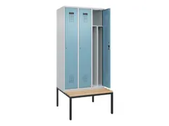 locker met bank,voor scheiding van kleding,HxBxD 2120x900x815mm,3vak