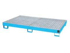 stellingopvangbak,opvangvol. 240l,m. rooster,staal,RAL 5012