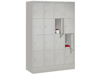 lockerkast,HxBxD 1850x1200x500mm,4x4vakken,RAL7035,front RAL5012 - 1
