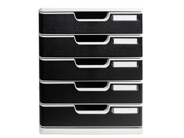 Bloc à tiroirs MODULO A4 5 tiroirs Classic Noir Gris