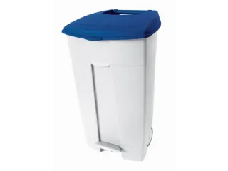 afvalbak,1x120l,HxBxD 890x560x480mm,romp PE wit,deksel PE blauw - 1