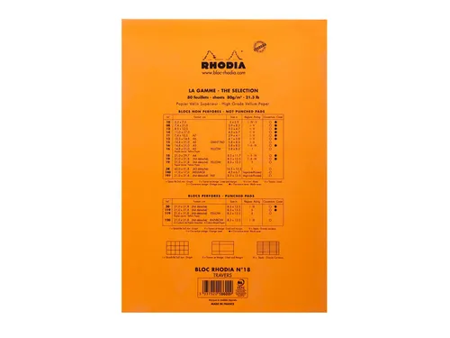 Schrijfblok Rhodia A4 lijn 80 vel 80gr oranje