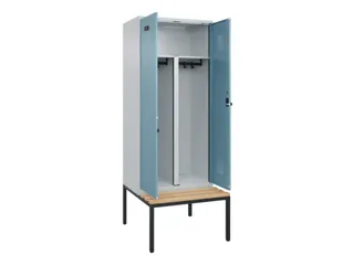 PBM-locker met bank,HxBxD 2120x800x815mm,2vak,vak B 400mm,draaigrendel - 1