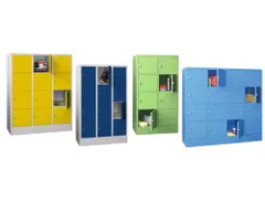 lockerkast,HxBxD 1850x1200x500mm,4x5vakken,RAL7035,front RAL3000