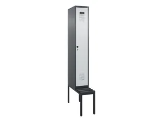 locker met bank,voor scheiding van kleding,HxBxD 2120x300x815mm,1vak - 2