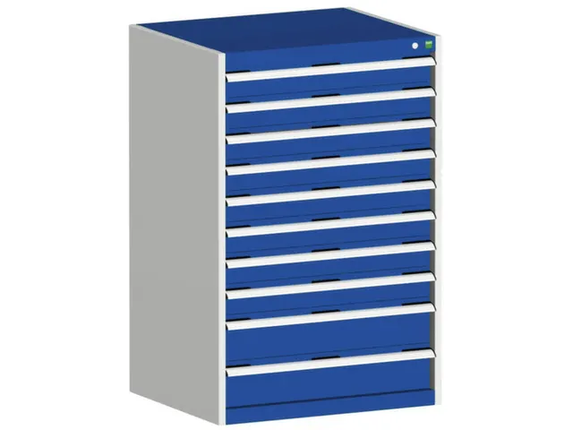 ladekast 1200x800x650mm 10laden zware lasten RAL7035 front RAL5010