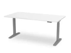 Elektrisch ihv bureau,HxBxD 650-1300x1600x800mm,blad wit,T-voet grijs