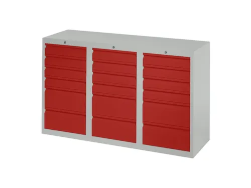 ladekast,HxBxD 900x1500x500mm,18lade(n),RAL7035,front RAL3000