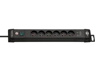 Stekkerdoos Brennenstuhl Premium 6vdig 2 USB H05VV-F 3G1.5 3m zw FR/BE - 1