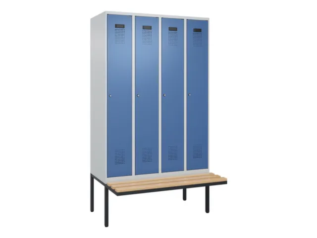 locker met bank,voor scheiding van kleding,HxBxD 2120x1200x815mm,4vak