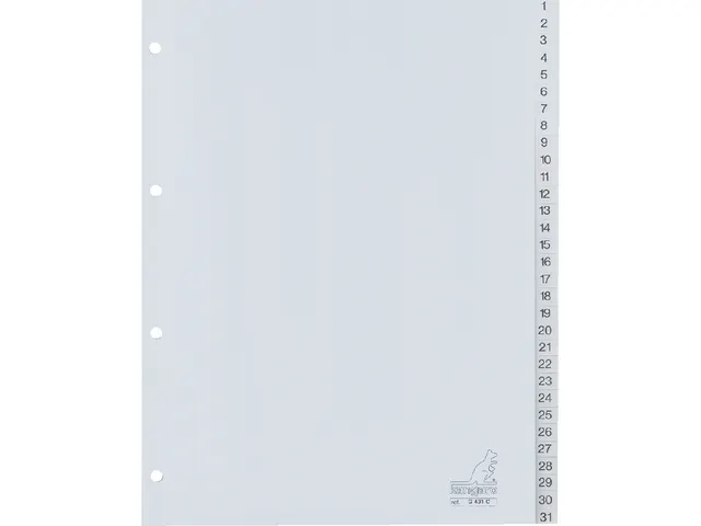 Tabbladen Kangaro A4 4-Gaats G431C 1-31 Genummerd Grijs Pp