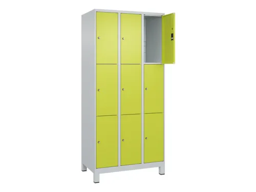 lockerkast,HxBxD 1950x900x500mm,3x3vakken,vak B 300mm,cil.-slot,voeten